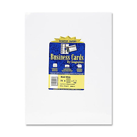 Geographics Inkjet, Laser Business Card - 30% Recycled - 3 1/2" x 2" - 65 lb Basis Weight - 750 / Pack - White