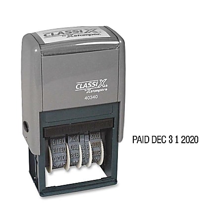 Xstamper Self-Inking Micro Message Dater - Message/Date Stamp - REC'D, ENT'D, ANS'D, PAID, SHIPPED, CHARGED, CANCELLED - 40340