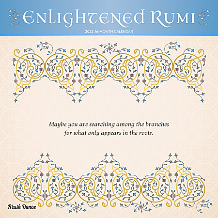 Brown Trout Monthly Inspirational Wall Calendar, 12" x 12", Enlightened Rumi, January To December 2022