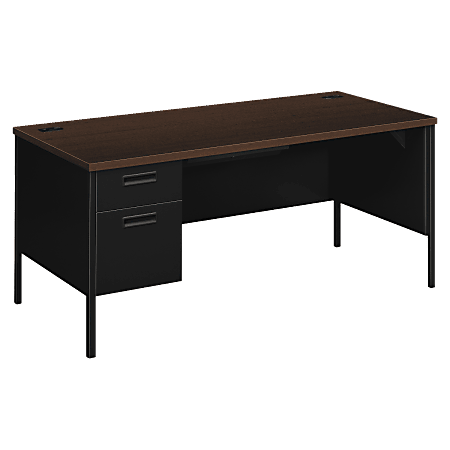 HON® Metro Classic Left Pedestal Desk, Mocha/Black