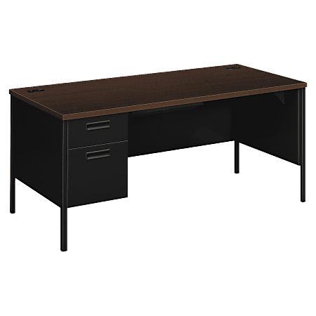 HON® Metro Classic 66"W Left-Pedestal Computer Desk, Mocha/Black