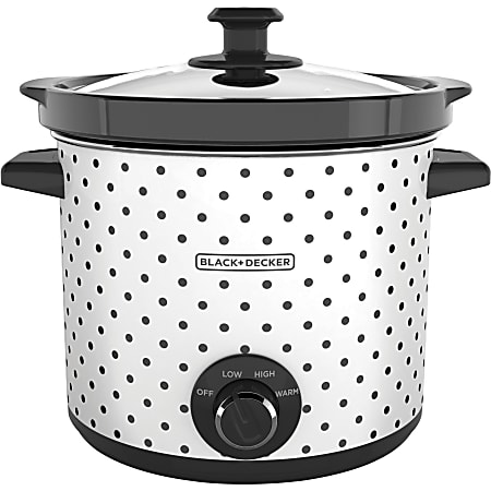Black & Decker 4-Quart Slow Cooker - Classic - 1 gal - White Polka Dots, Black