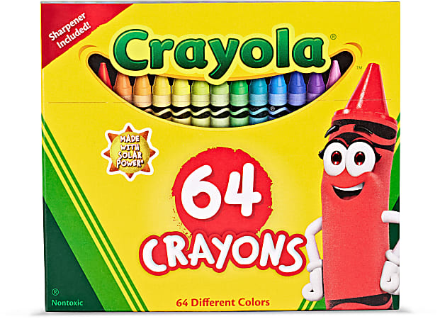 Crayola® Standard Crayons With Built-In Sharpener, Assorted Colors, Box Of 64 Crayons