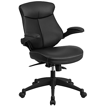 Flash Furniture Leather Mid-Back Chair, Black