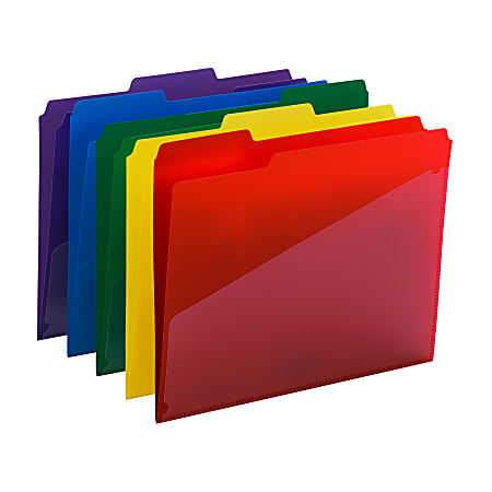 Smead® Poly Folders With Slash Pocket, Letter Size, Assorted Colors, Pack Of 30