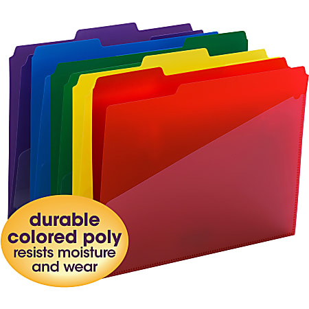 Smead Poly Folders With Slash Pocket Letter Size Assorted Colors