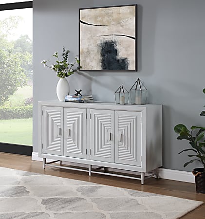 Coast to Coast Winborne 62"W Transitional Credenza With 4 Doors, White