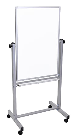 Luxor Double-Sided Magnetic Mobile Dry-Erase Whiteboard, 24" x 36", Aluminum Frame With Gray Finish