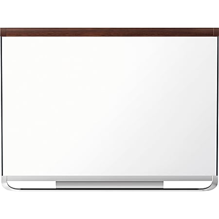 Quartet® Prestige™ 2 DuraMax® Porcelain Magnetic Dry-Erase Whiteboard, 48" x 36", Wood Frame With Mahogany Finish
