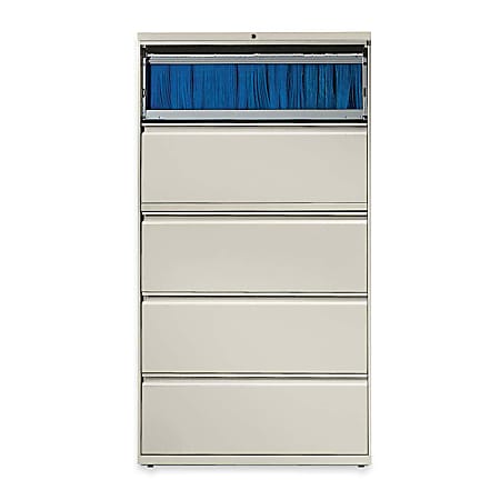 HON 600 20 D Lateral 3 Drawer File Cabinet With Lock Light Gray - Office  Depot