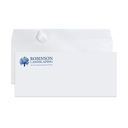 Peel & Seal, Standard Business Envelopes,  4-1/8" x 9-1/2", 1-Color, Custom #10, Box Of 500