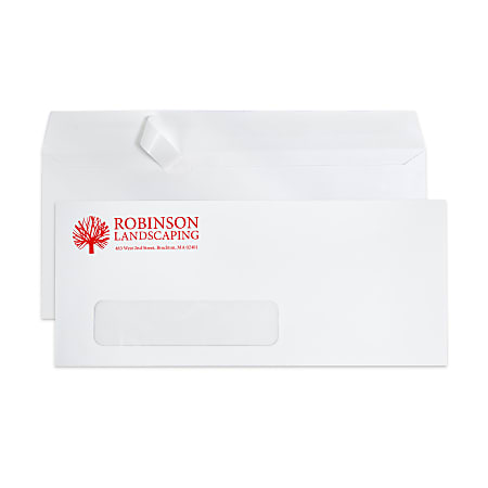 Peel & Seal, Single Window Business Envelopes,  4-1/8" x 9-1/2", 1-Color, Custom #10, Box Of 500