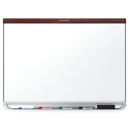 Quartet® Prestige™ 2 DuraMax® Porcelain Magnetic Dry-Erase Whiteboard, 96" x 48", Wood Frame With Mahogany Finish