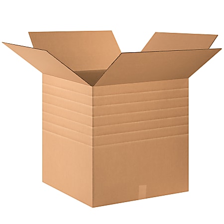 Partners Brand Multi-Depth Corrugated Boxes, 20" x 20" x 20", Scored 18", 16", 14", Kraft, Pack Of 10