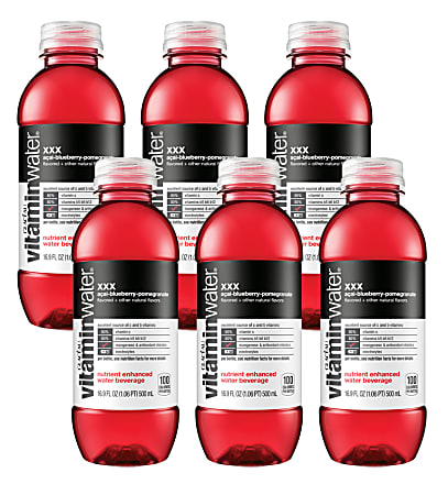 glaceau vitaminwater™ XXX with Açai-Blueberry-Pomegranate Flavor, 16.9 Oz, Pack Of 6 Bottles