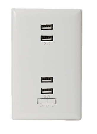RCA 4-Port USB Wall Plate, White