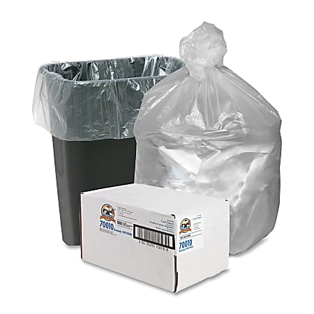 Genuine Joe 0.2 mil Trash Bags, 10 gal, 24"H x 23"W, Translucent, 1000 Bags