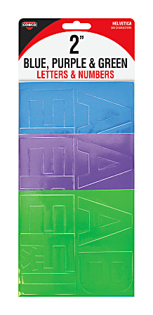 Cosco Vinyl Numbers And Letters, 2", Blue/Green/Purple