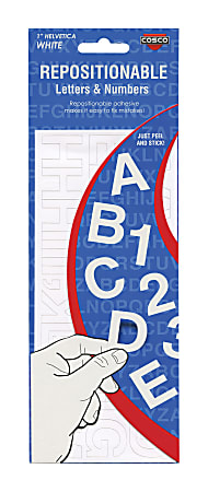 Creative Start® Self-Adhesive Repositionable Letters, Numbers and Symbols, 1", Helvetica, White, Pack of 256