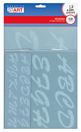 Cosco Plastic Stencil Kit, Script, 1", 2" And 3"