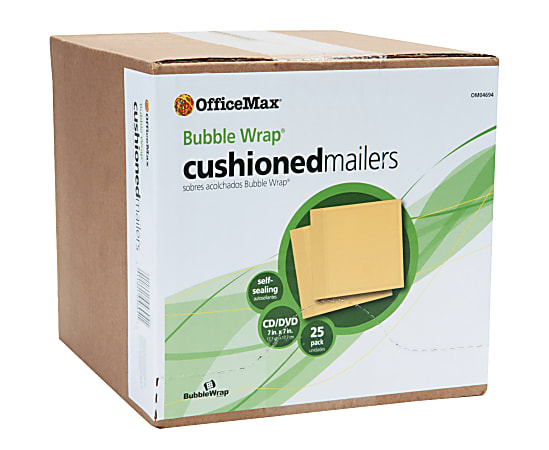 OfficeMax® CD/DVD Cushioned Mailers, Pack Of 25