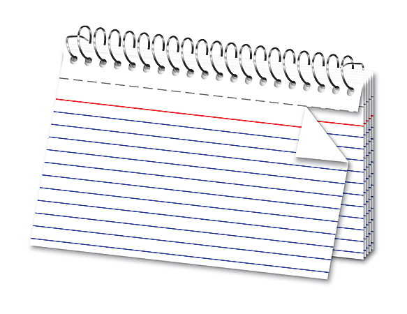 OfficeMax Spiral Ruled Index Cards, 4" x 6", White