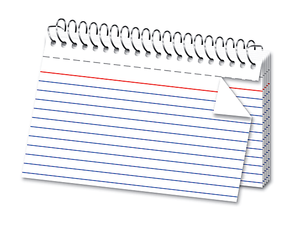 OfficeMax Spiral Ruled Index Cards, 4" x 6", White