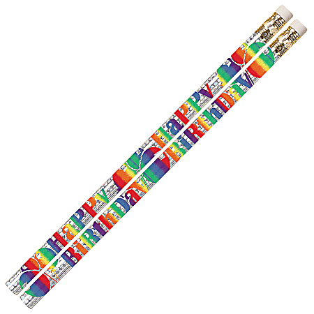 Musgrave Pencil Co. Motivational Pencils, 2.11 mm, #2 Lead, Birthday Blitz, Multicolor, Pack Of 144
