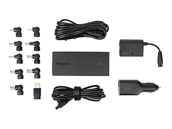 Targus Laptop Travel Charger with USB Fast Charging Port - Power adapter - AC / car / airplane - for Acer Aspire V5; Dell Inspiron 17R 57XX; Latitude D630; HP 15; Envy dv7; Pavilion dv6, dv7