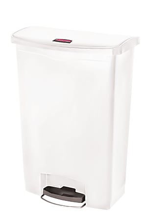 Rubbermaid® Slim Jim Rectangular Plastic Wastebasket, Step-On, 24 Gallons, White