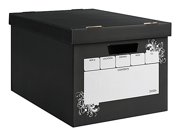DiVOGA Fast Assembly File Storage Box, 6-Pack, Black