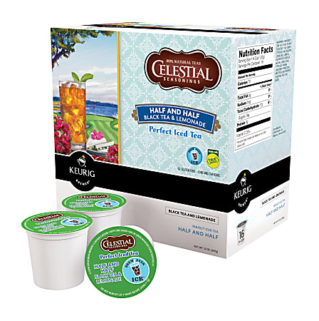 Keurig K-Cup Celestial Seasonings Perfect Iced Tea, Half and Half Black Tea and Lemonade, 16-Pack