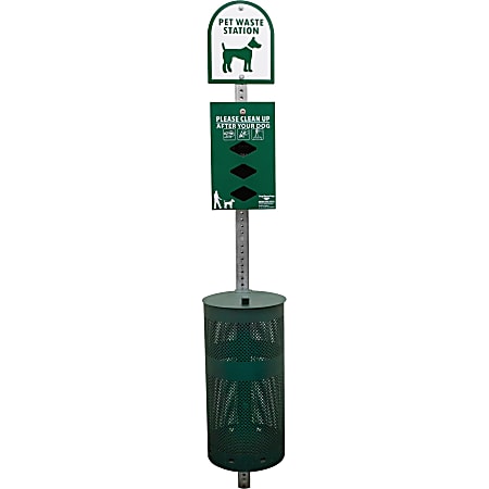 Tatco Dog Waste Station Trash Can - Rust Resistant - Powder Coated Aluminum - Green - 1 Each Tatco Dog Waste Station Trash Can - Rust Resistant - Powder Coated Aluminum - Green - 1 Each