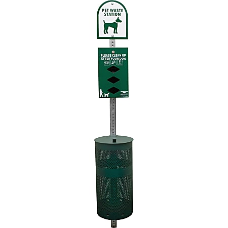 Tatco Dog Waste Station Trash Can - Rust Resistant - Powder Coated Aluminum - Green - 1 Each