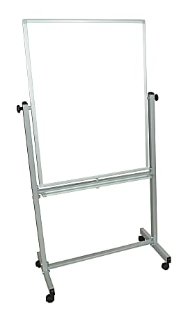 Luxor Double-Sided Magnetic Mobile Dry-Erase Whiteboard, 30" x 40", Aluminum Frame With Gray Finish