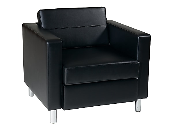 Ave Six Pacific Avenue Vinyl Arm Chair BlackChrome - Office Depot