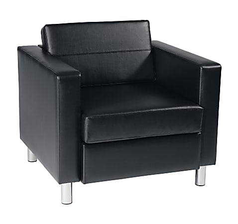 Ave Six Pacific Avenue Vinyl Arm Chair, Black/Chrome