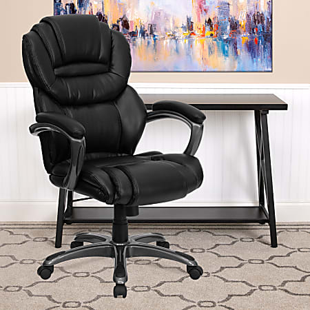 Flash Furniture Ergonomic LeatherSoft™ Faux Leather High-Back Chair, Black/Titanium