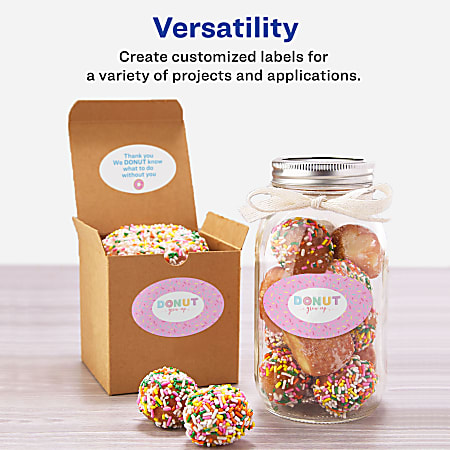 Avery® Printable Blank Labels, 22814, Oval, 1.5" x 2.5", Glossy White ...