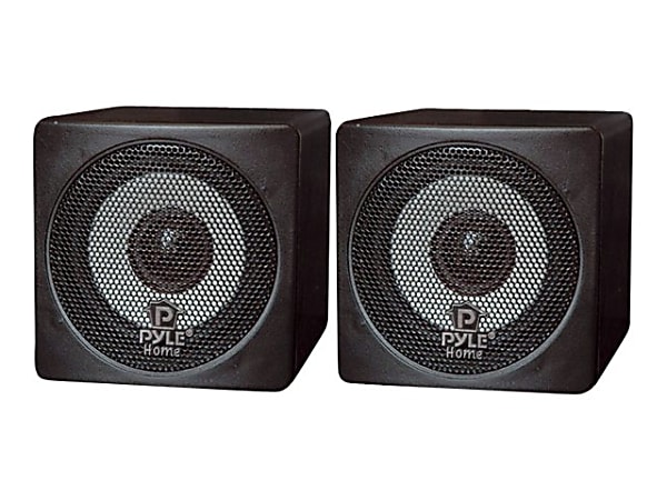 Pyle Mini Cube PCB3BK 100-Watt Full-Range 2-Way Bookshelf Speaker, Black