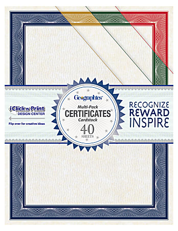 Geographics Traditional Awards Certificates - 60 lb Basis Weight - 8.5 Geographics Traditional Awards Certificates - 60 lb Basis Weight - 8.5