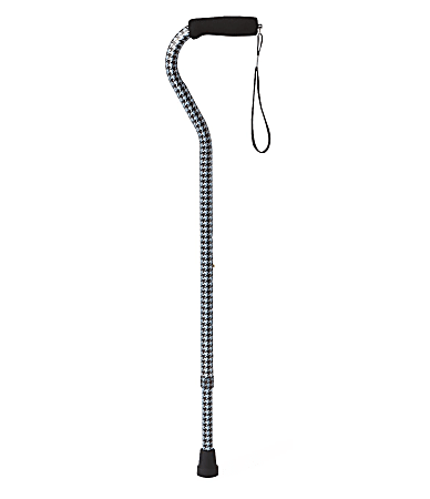 Medline Adjustable Aluminum Offset-Handle Cane, 29" - 38", Houndstooth