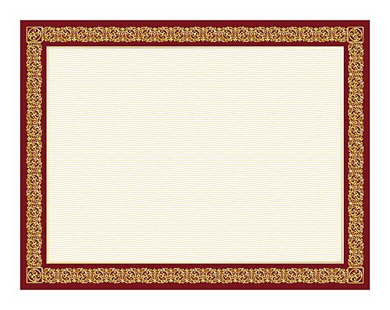 Geographics Certificates, 8-1/2" x 11", Burgundy Frame With Gold Foil, Pack Of 15