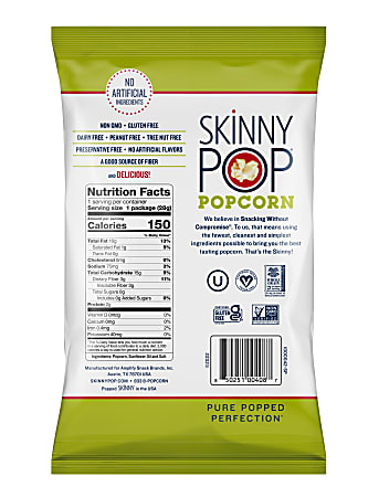 Skinny Pop Popcorn 1 Oz Carton Of 12 Bags - Office Depot