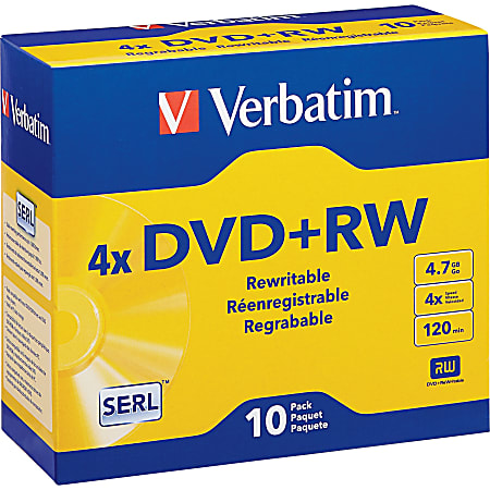 Verbatim® QZ2776 DVD+RW Disc Spindle, Silver, Pack Of 10