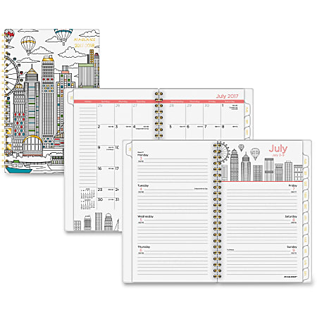 At-A-Glance Cityscape Academic Weekly/Monthly Planner - Professional - Yes - Weekly, Monthly - 1 Year - July 2019 till June 2020 - 1 Week, 1 Month Double Page Layout - Assorted - Notes Area, Moon Phases