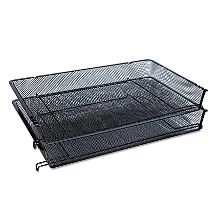 Universal® Mesh Stackable Side-Load Tray, Legal Size, Black