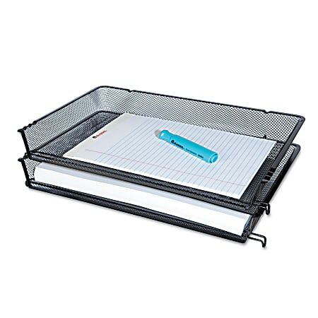 Universal® Mesh Stackable Side-Load Tray, Legal Size, Black