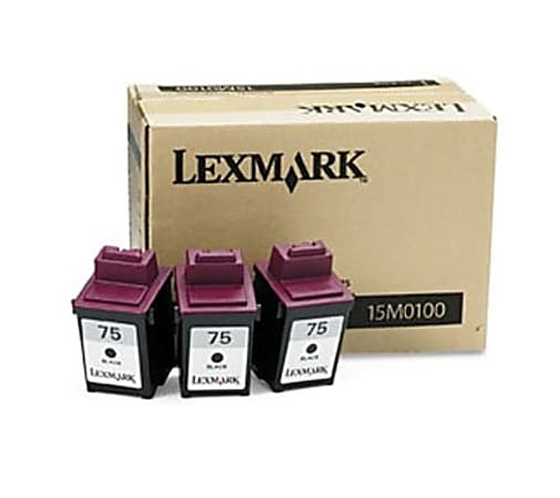 Lexmark™ 75 (15M0100) High-Yield Black Ink Cartridges, Pack Of 3