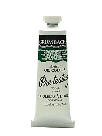 Grumbacher P306 Pre-Tested Artists' Oil Colors, 1.25 Oz, Thalo Green (Yellow Shade), Pack Of 2